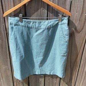 L.L. Bean Favorite Fit Blue Houndstooth Skirt Sz 10 EUC